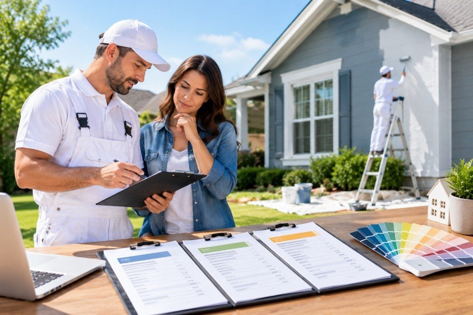Comparing exterior house painting quotes